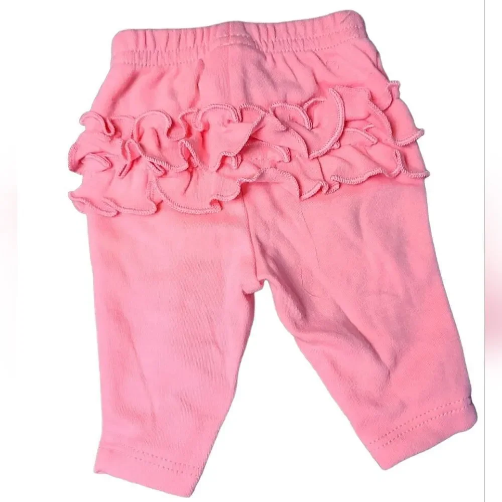 Carter's Preemie Baby Girl Pink Ruffle Bottoms Newborn Knit Sweat Pants Pull-On
